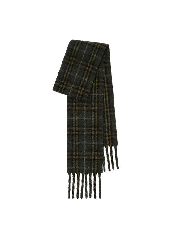 Narrow Check Alpaca Wool Blend Scarf, , hi-res
