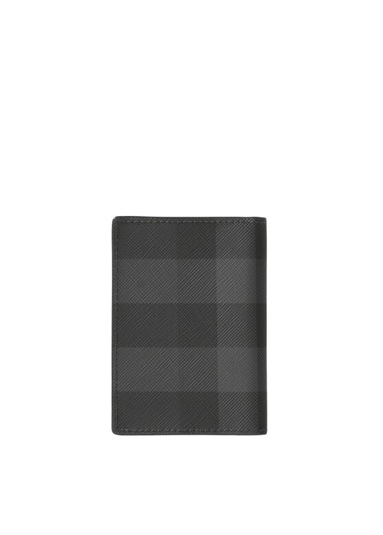 Check and Leather Folding Card Case, , hi-res