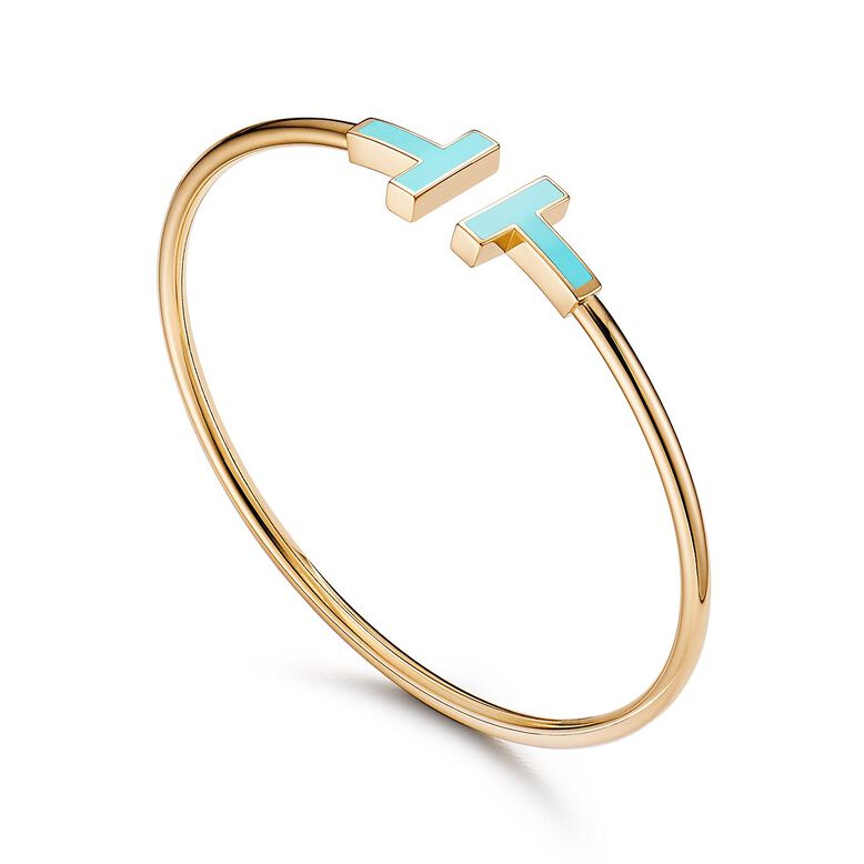 Tiffany T turquoise wire bracelet in 18k gold, medium, , hi-res