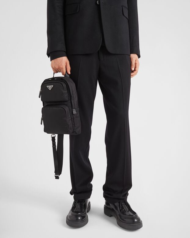 Re-Nylon and Saffiano leather backpack, , hi-res