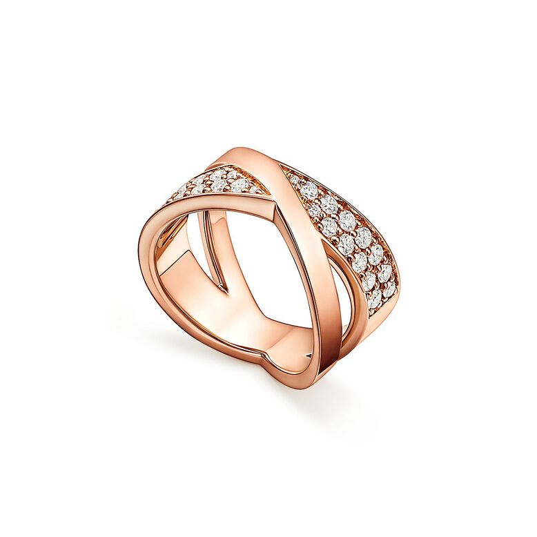 Atlas&reg; X Wide Ring in Rose Gold with Diamonds, , hi-res