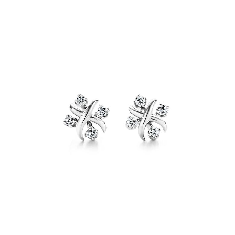 Tiffany &amp; Co. Schlumberger Lynn earrings in platinum with diamonds., , hi-res