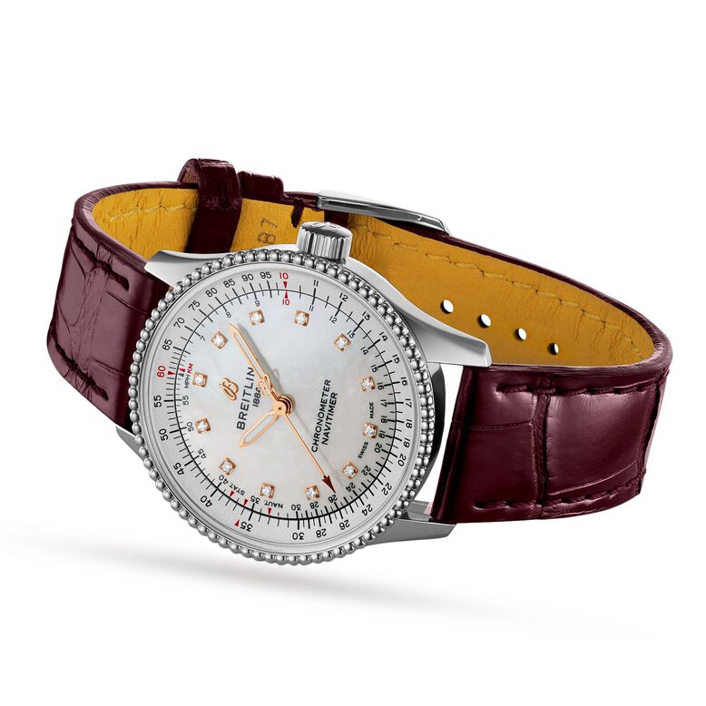 Navitimer Automatic 35 Leather Strap Watch, , hi-res