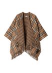 Reversible Check Cashmere Wool Cape