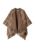 Reversible Check Cashmere Wool Cape, , hi-res