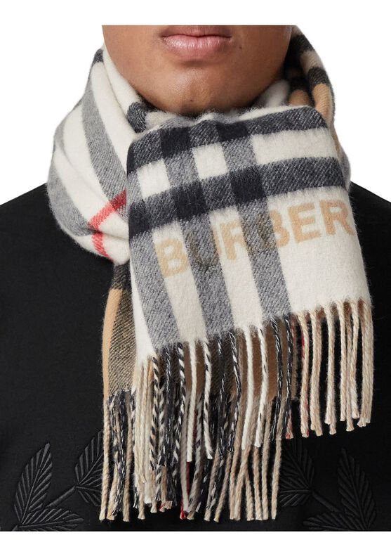 Contrast Check Cashmere Scarf, , hi-res