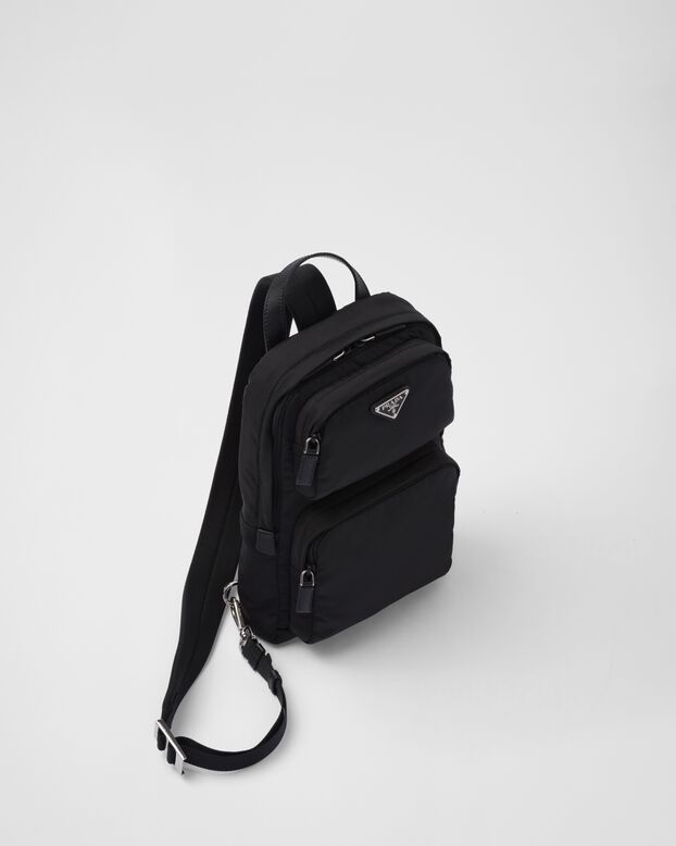 Re-Nylon and Saffiano leather backpack, , hi-res