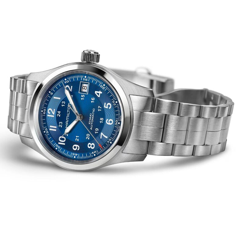 Khaki Field Auto 38mm Unisex Watch Blue, , hi-res