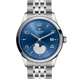 1926 Luna 39mm Mens Watch Steel Case Moon Phase Indicator Blue Dial, , hi-res