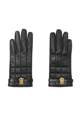 Silk-lined Monogram Motif Quilted Leather Gloves, , hi-res