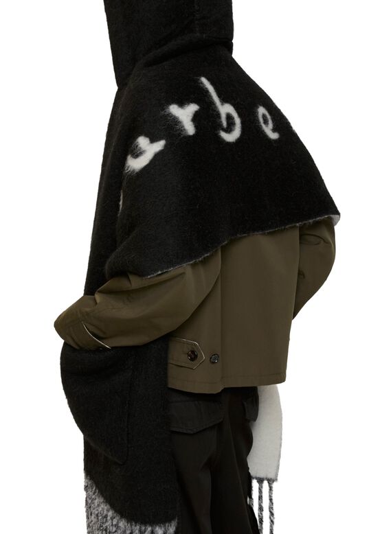 Logo Alpaca Wool Blend Hooded Scarf, , hi-res