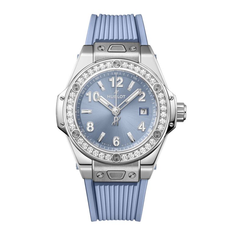 Big Bang One Click Steel 33mm Ladies Watch Coal Blue Diamonds, , hi-res