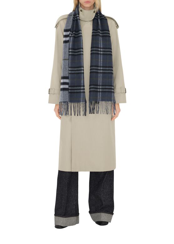 Reversible Contrast Check Cashmere Scarf, , hi-res