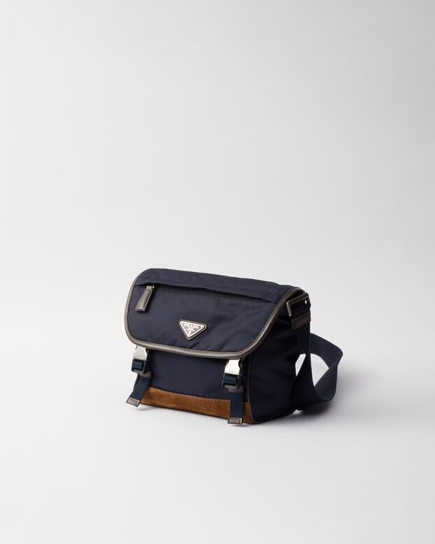 Medium Re-Nylon and leather shoulder bag, , hi-res