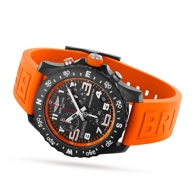 Endurance Pro 44mm Orange Rubber Strap Watch, , hi-res
