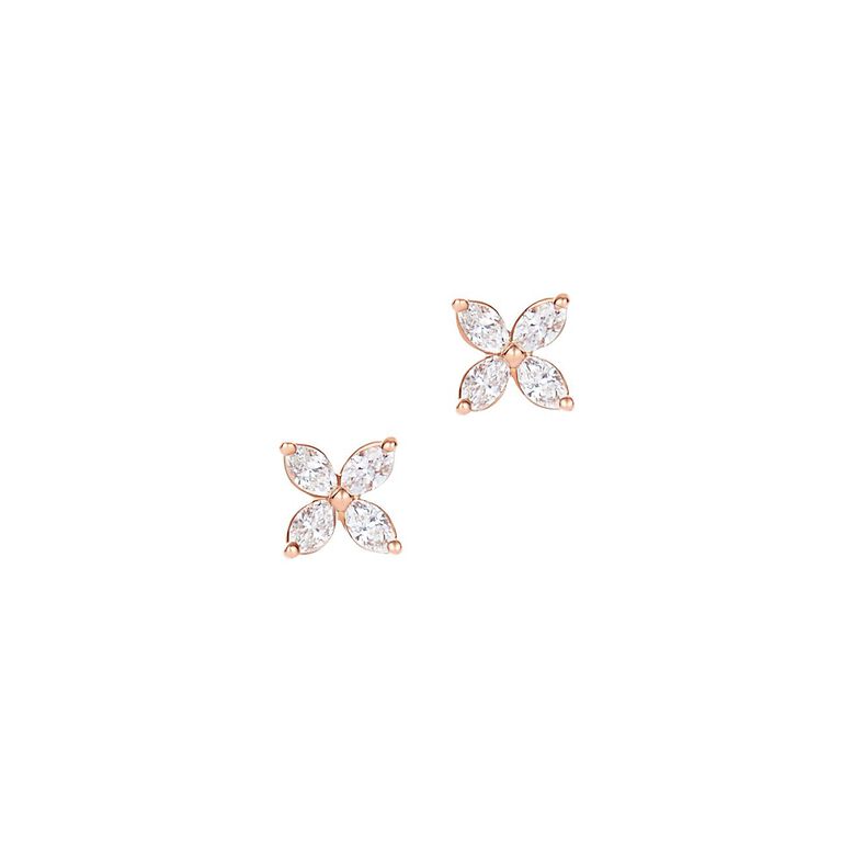 Tiffany Victoria&reg; earrings in 18k rose gold with diamonds, mini. - Size Mini, , hi-res