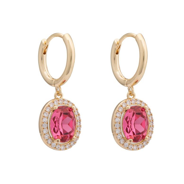 Precious Pink Drop Earrings Gold Pink, , hi-res