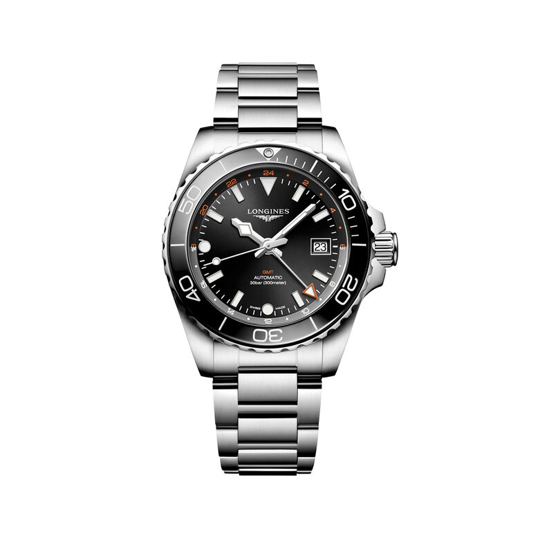 Hydroconquest GMT 41mm Mens Watch Black Stainless Steel, , hi-res