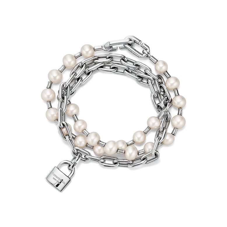 Tiffany HardWear Pearl Lock Bracelet in Silver, Medium, , hi-res