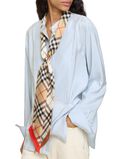 Skinny Contrast Check Silk Scarf, , hi-res