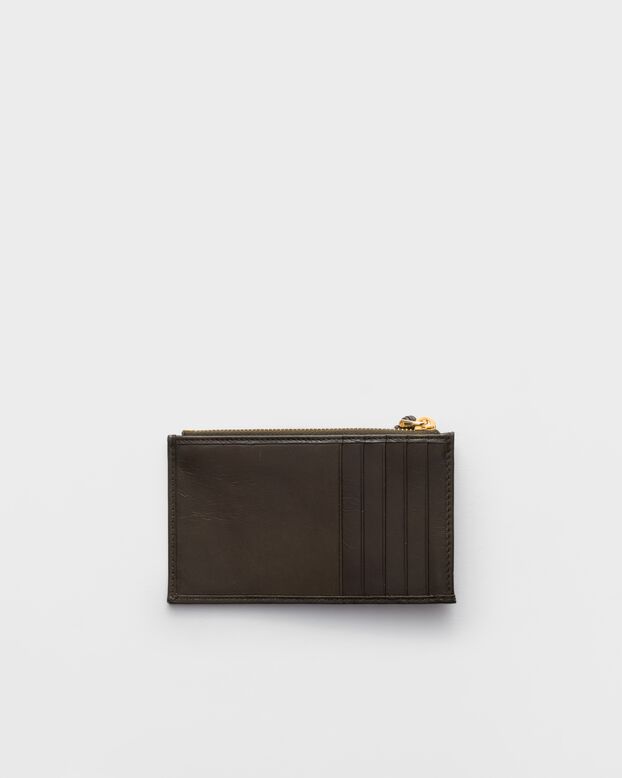 Leather card holder with zipper, , hi-res