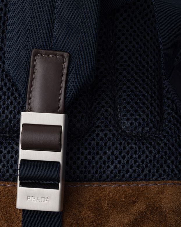 Re-Nylon and leather backpack, , hi-res