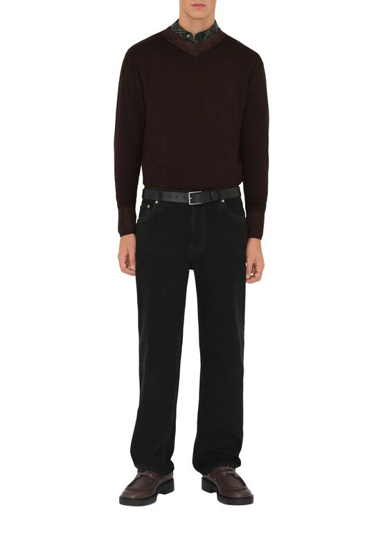 Check Leather Belt, , hi-res