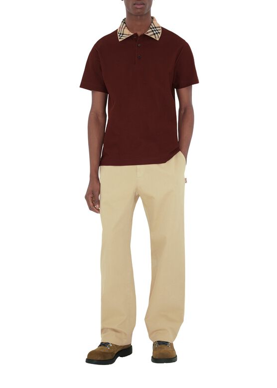 Check Collar Cotton Polo Shirt, , hi-res