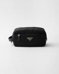 Re-Nylon and Saffiano leather travel pouch