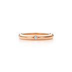Elsa Peretti® band ring with a diamond in 18k rose gold, 3 mm wide. - Size 7,  Elsa Peretti® band ring with a diamond in 18k rose gold, 3 mm wide. - Size 7