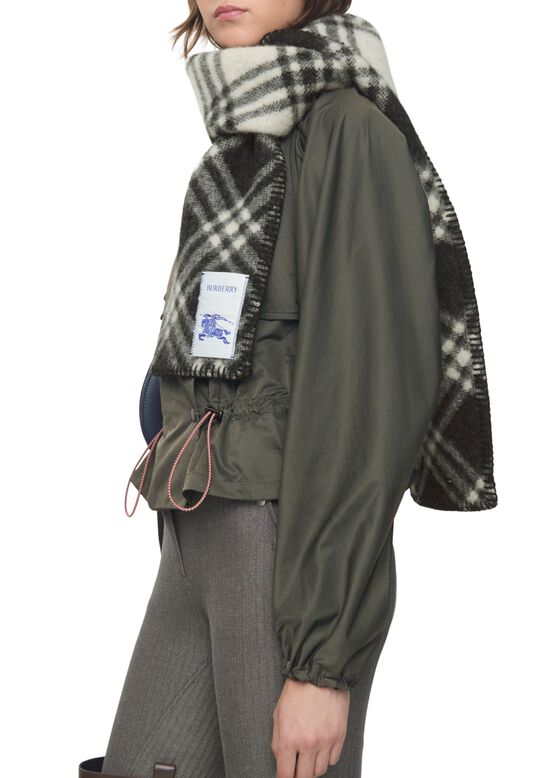 Narrow Check Wool Scarf, , hi-res