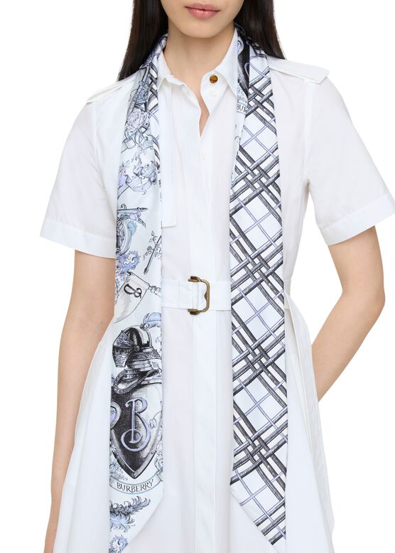 Skinny Reversible Etched Knight Silk Scarf, , hi-res