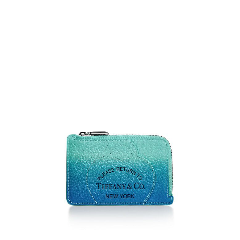 Return to Tiffany&trade; Zip Card Case in Infinity Blue Leather, , hi-res