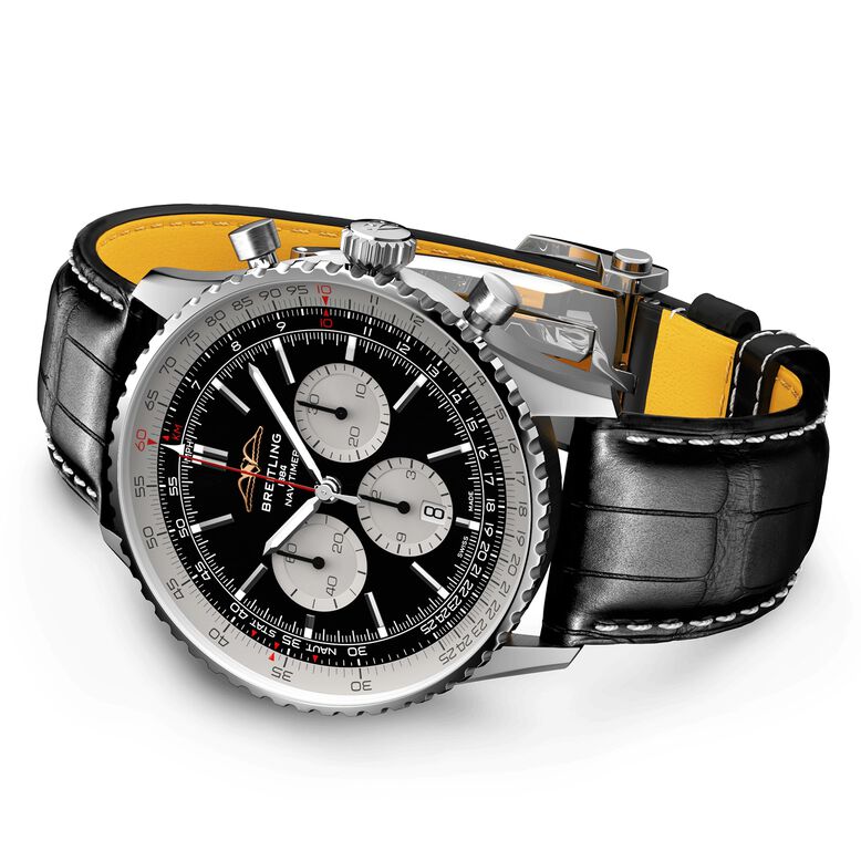 Navitimer B01 Chronograph 46 Stainless Steel Leather Strap Watch, , hi-res