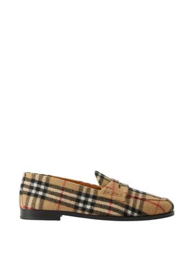 Check Wool Felt Loafers