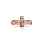 Tiffany T T1 Narrow Ring in Rose Gold with Diamonds - Size 7
