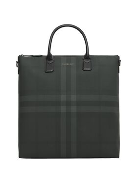 Charcoal Check and Leather Tote