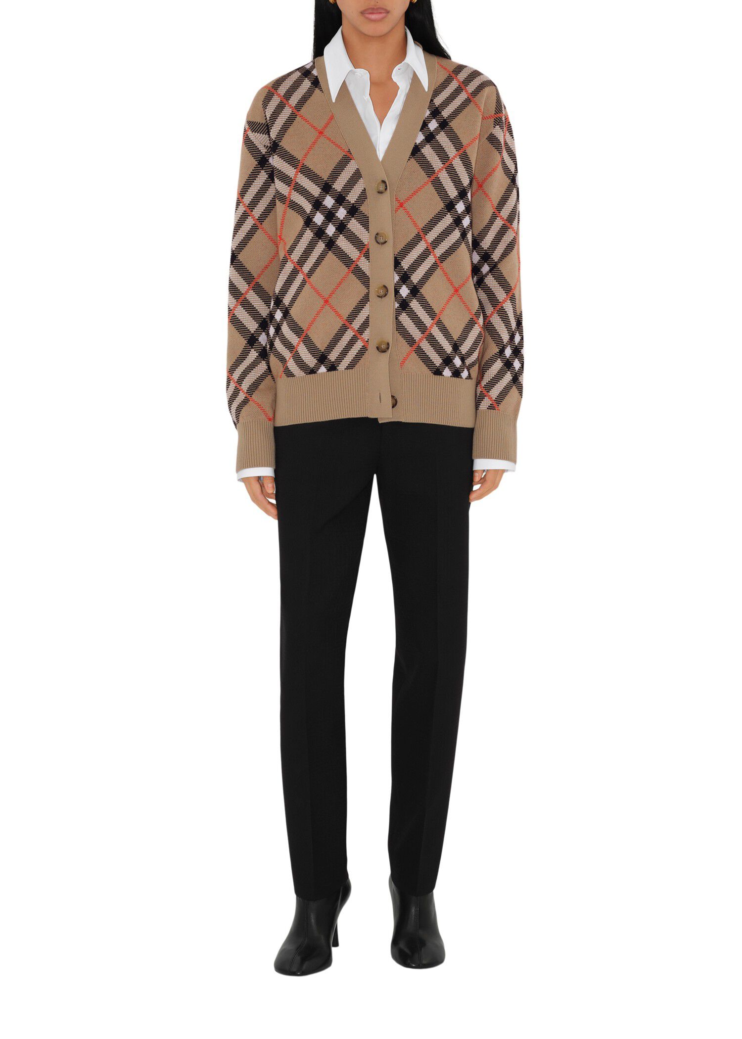 Burberry Check Wool Mohair Blend Cardigan Tops | Heathrow Reserve