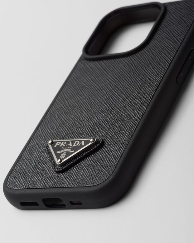 Saffiano leather cover for iPhone 15 Pro, , hi-res