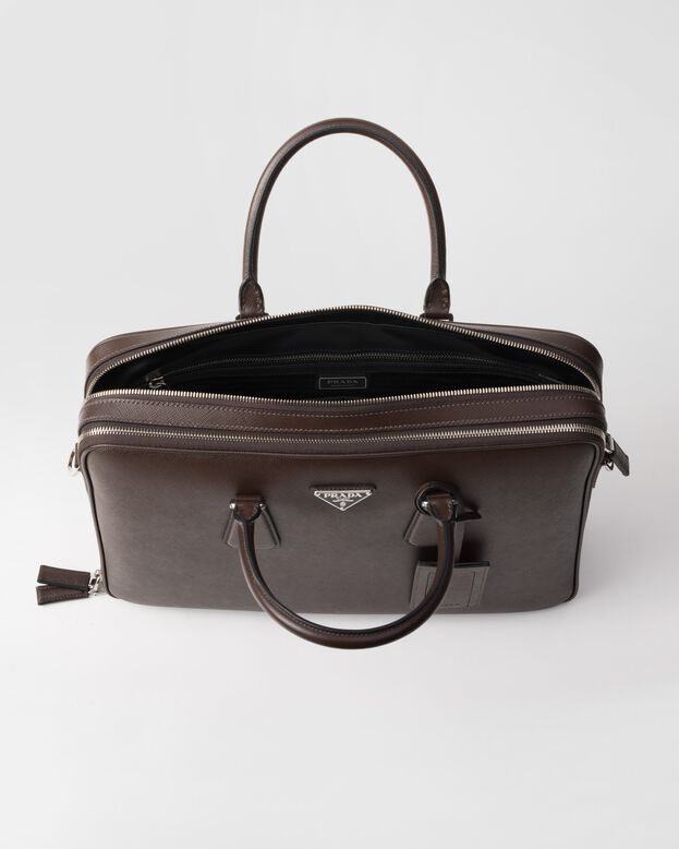 Saffiano leather briefcase, , hi-res