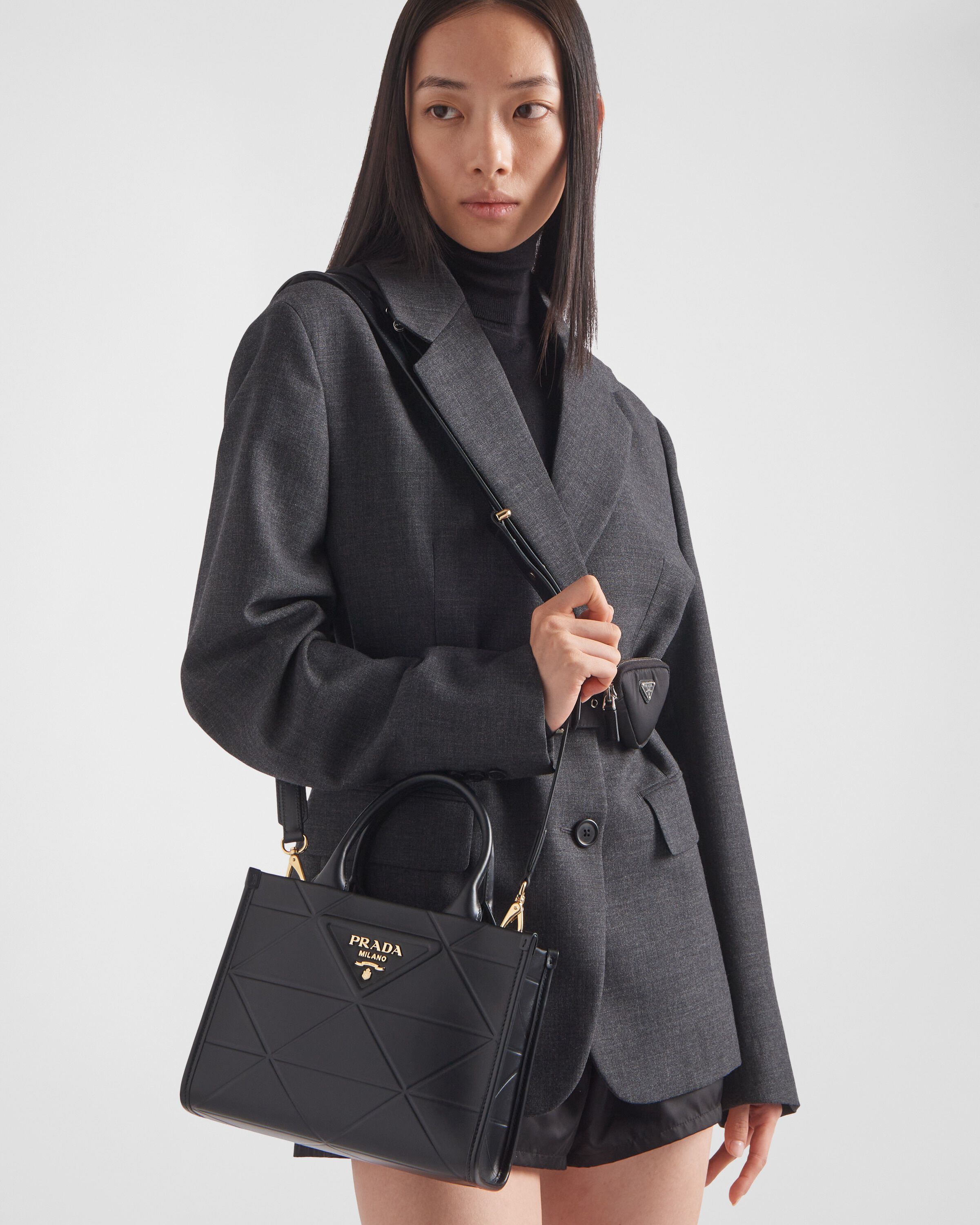 Mini Prada Symbole leather bag with stitching