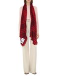 Wide Check Wool Silk Scarf, , hi-res