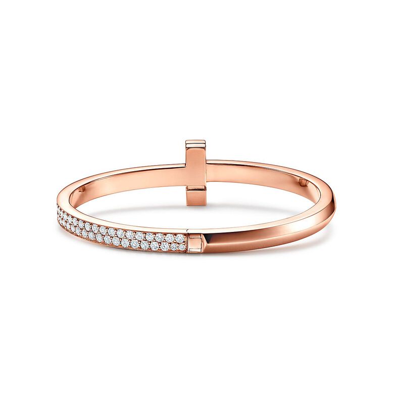Tiffany T T1 Hinged Bangle in Rose Gold, Wide, , hi-res
