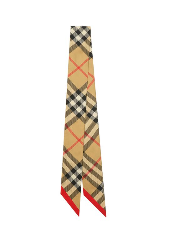 Skinny Check Silk Scarf, , hi-res