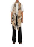 Wide Reversible Check Wool Silk Scarf, , hi-res