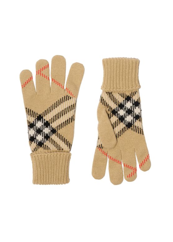 Check Cashmere Blend Gloves, , hi-res