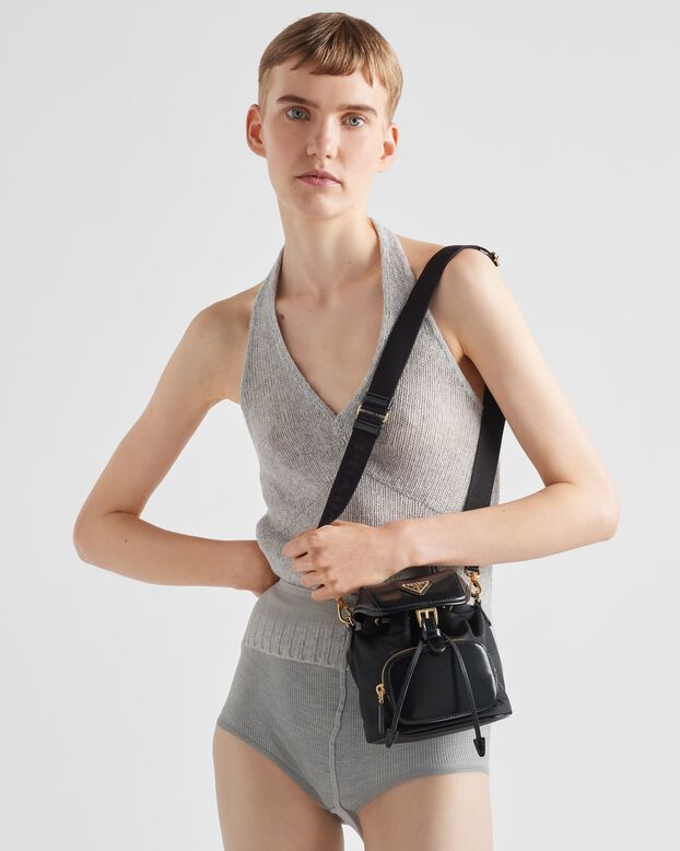 Small Re-Nylon and brushed leather backpack, , hi-res