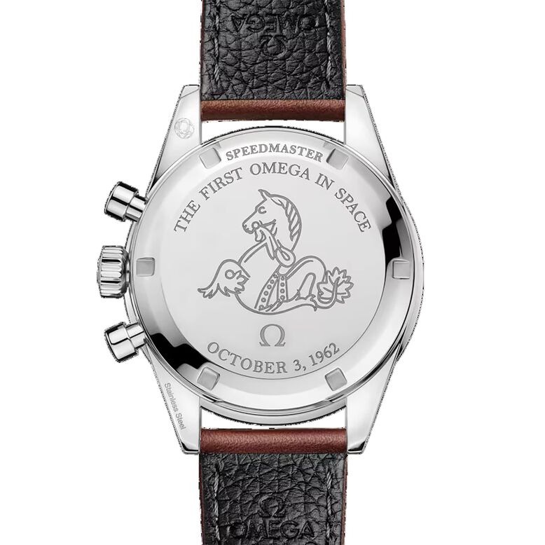 Speedmaster Anniversary Series 40mm Mens Watch Blue -Brown Leather Strap, , hi-res