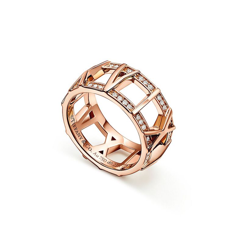 Atlas&reg; X Open Ring in Rose Gold with Diamonds, 8.8 mm Wide, , hi-res