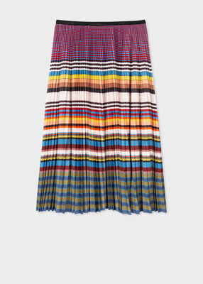 Women's 'Summer Stripe' Print Pleated Skirt